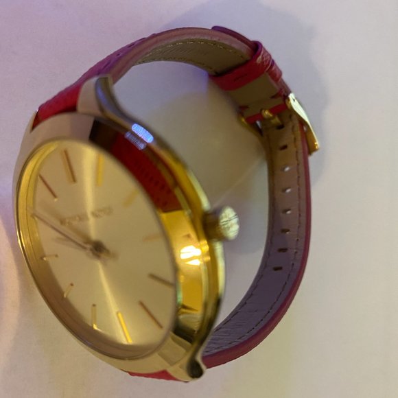 MICHAEL KORS Runway Pink Leather Band Ladies Watch - Picture 2 of 5